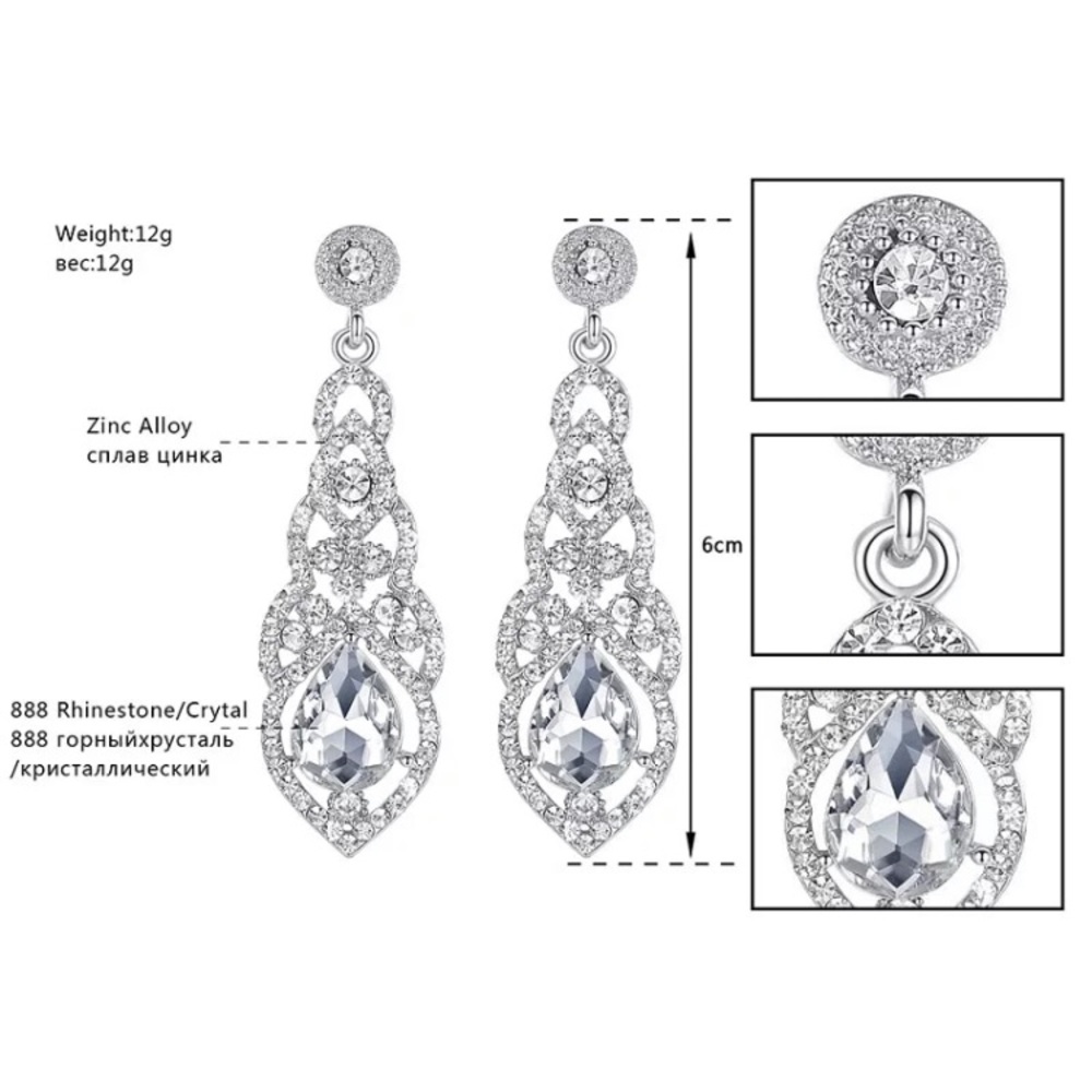 🌟 Rhinestone Crystal Party Wedding Earrings - Picture 3 of 5
